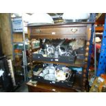 Vintage Oak hall table with a drawer and undertiers