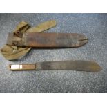 WWI leather sheathed machete