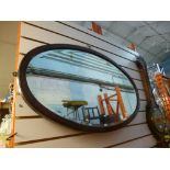 Oval bevelled mirror with inlaid frame AF