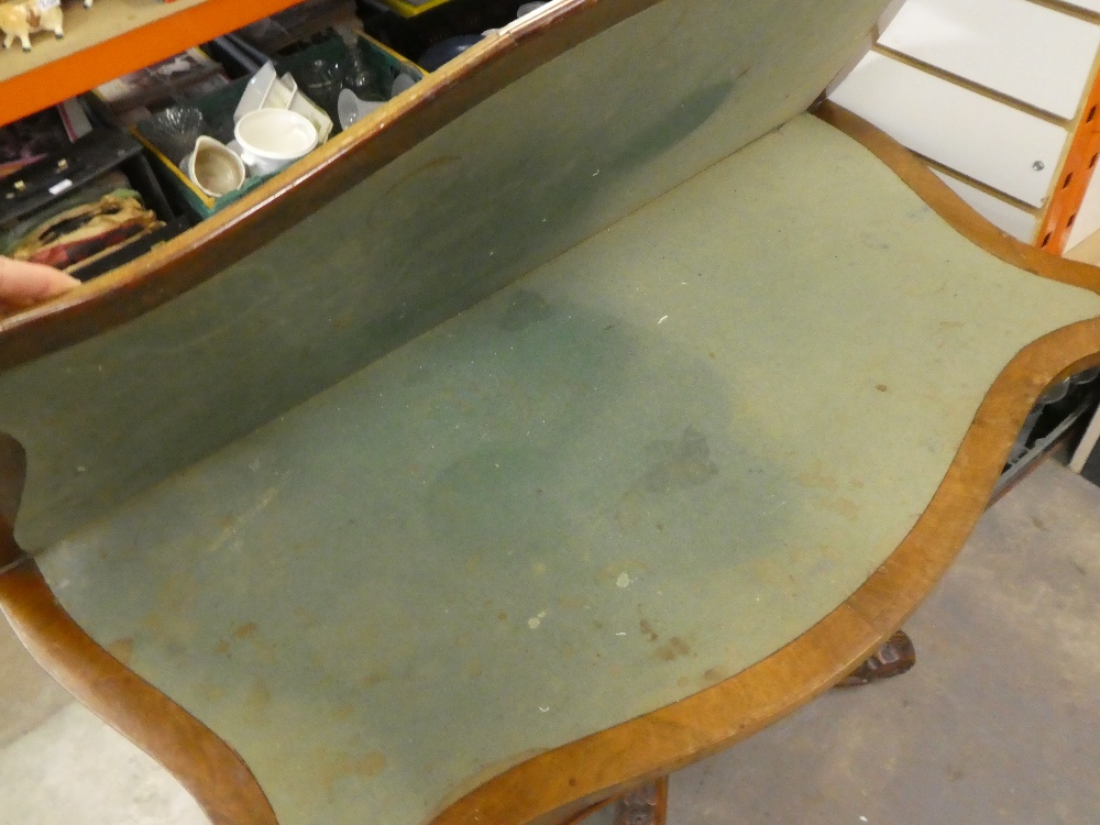 A Victorian burr walnut foldover card table with carved quadropod base, 96 cms - Image 2 of 2