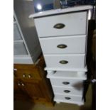 Pair of white painted bedside chests with 3 drawers