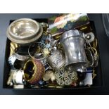 Box of costume jewellery coins etc