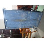 Late Victorian Blue painted pine cupboard with old paint