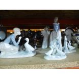A small selection of figures including Nao and Lladro