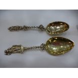 Two similar Continental white metal serving spoons, with makers to the bowl, dated 1778