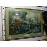 A framed and glazed image of steam locomotives titled 'Giants of Camden', by Weston 74