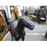 Handmade leather Arabian style leather horse, floor to head length approx 103cm