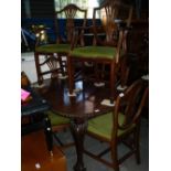 Victorian mahogany extending table on claw and ball supports and set of 6 shellback chairs with