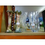 A Slovakian heavyweight cut glass vase with another, plus a pair of