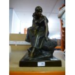 A German bronzed plaster sculpture of Mother and Child, with maker's mark