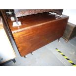 Antique mahogany drop flap table on tapered supports