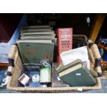 A quantity of sundry items to include a teak stool, garden ornament and 2 wicker baskets of