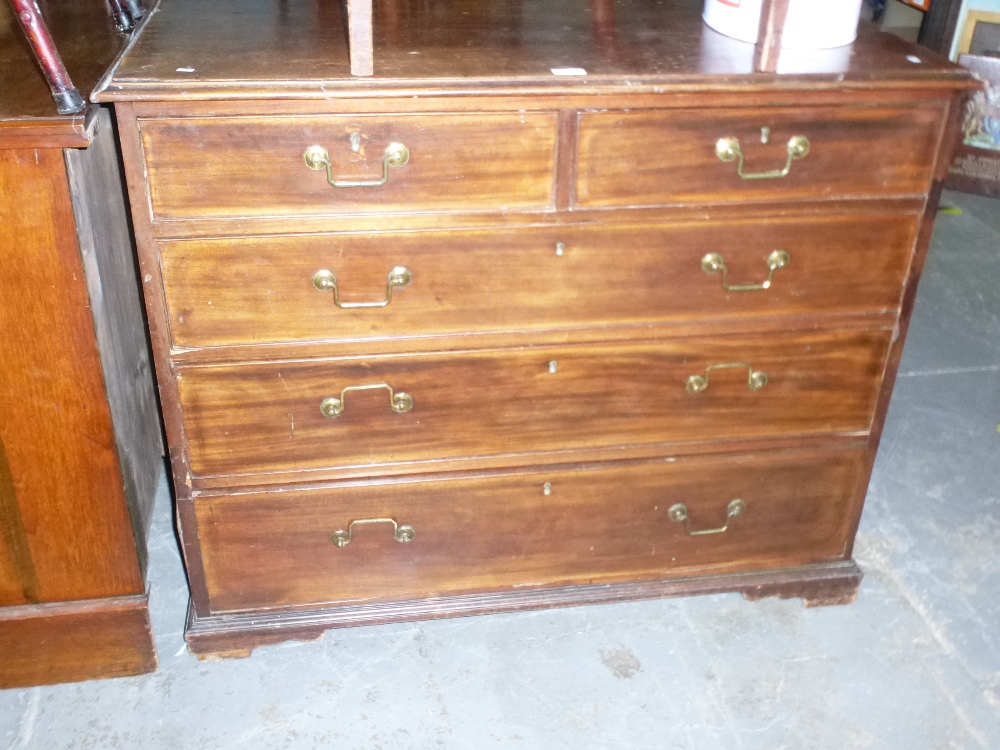 Victorian mahogany chest 2 short over 3 drawers with brass pulls on braket feet