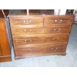 Victorian mahogany chest 2 short over 3 drawers with brass pulls on braket feet