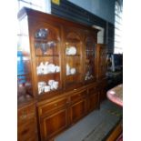 Victorian style 4 door glazed bookcase above 3 cupboards and drawers