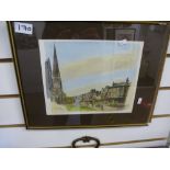 A framed and glazed print depicting a library scene in the office of Congress