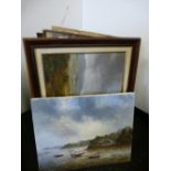 A quantity of oil paintings, some framed