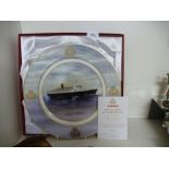 A limited edition 12 1/2" charger plate depicting Cunard Queen Elizabeth II