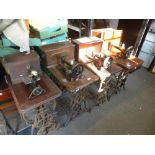 Four treadle sewing machines by Willcox and Gibbs, Jones, Sellers and Singer