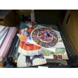A box of vintage postcards and greeting cards