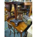 An antique foldover table and three other items