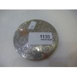 Decorative continental silver mirror with a yellow metal insert, ornate and stamped '833 LG' gross