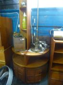 A Nathan teak standing corner unit and a small unit