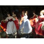 Six Royal Doulton figures of ladies