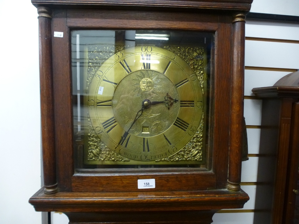 A dark oak grandfather clock with a brass dial - Image 3 of 3