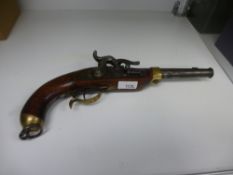 A early 20th century reproduction percussion pistol from an 18th century example