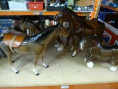 A quantity of horse figurines some being Beswick, etc