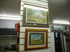 Four framed and glazed prints, two by Hugh Brandon Cox, depicting autumnal country scenes