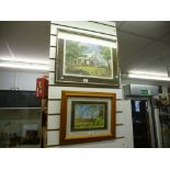 Four framed and glazed prints, two by Hugh Brandon Cox, depicting autumnal country scenes