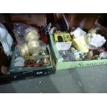 Two boxes of sundry items to include china items, Wade pottery, cutglass, oriental dishes and
