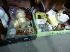 Two boxes of sundry items to include china items, Wade pottery, cutglass, oriental dishes and