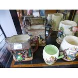 A Crown Devon musical tankard 'Daisy Bell' and four other jugs and mugs