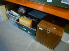 A cased 'The Hawk MK5' projector, along with a box of slides, and two crates of related items