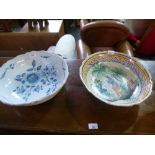 An antique Quimper style bowl and a delft bowl AF