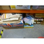 Three boxes of ephemera and old board games, etc