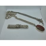 Silver watch chain and rope twist Silver neckchain with Silver bracelet