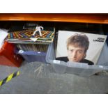 Two boxes of vinyl Lps to include John Lennon, Elvis, Rolling Stones, Bob Marley