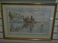 A Nikolsky; a watercolour of Langstone Mill, signed and dated 1973, 51 x 31cms