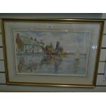 A Nikolsky; a watercolour of Langstone Mill, signed and dated 1973, 51 x 31cms