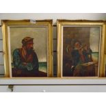 Two continental oil paintings of fisherman, signed H. Cottell