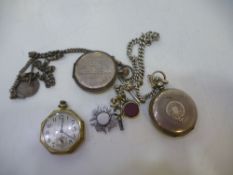 A silver pocket watch, hallmarked London 1878, maker Joseph Sharp, with an enamel face, also a