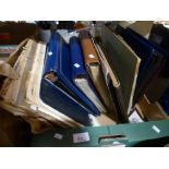 A box of photo albums, loose photos and some ephemera