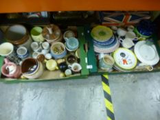 Two boxes of mixed china to include Carltonware, Clarice Cliff, Devonware, etc
