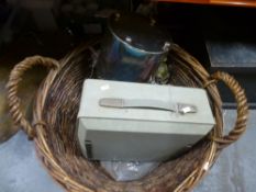 A log basket and contents