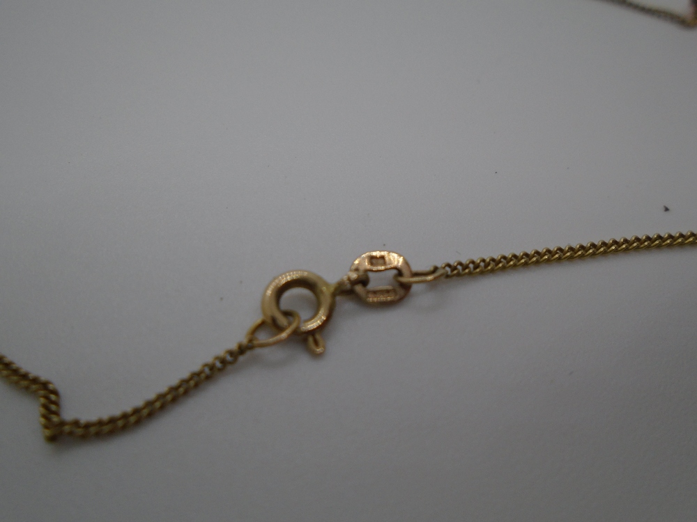 9 carat gold necklace stamped 375, with what appear to be coral beads, gross weight approx 5.6g - Image 3 of 3