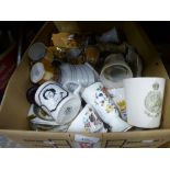 Box of mixed china, including Royal commemorative ware